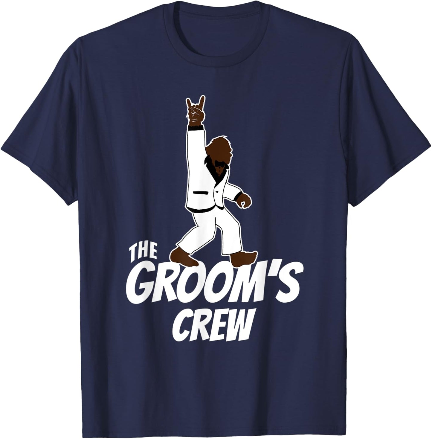 Bachelor Party Groomsman The Groom's Crew Bigfoot Rock On T-Shirt - T-Shirt | Navy