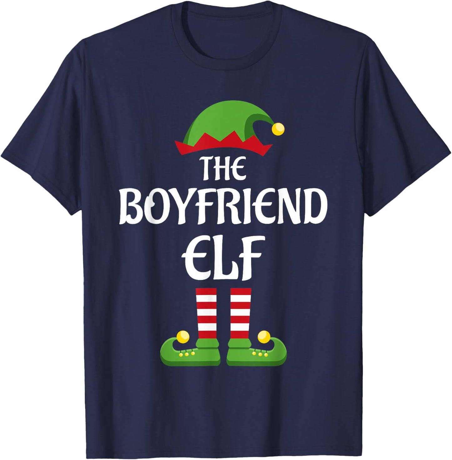 Boyfriend Elf Family Matching Group Christmas T-Shirt - T-Shirt | Navy
