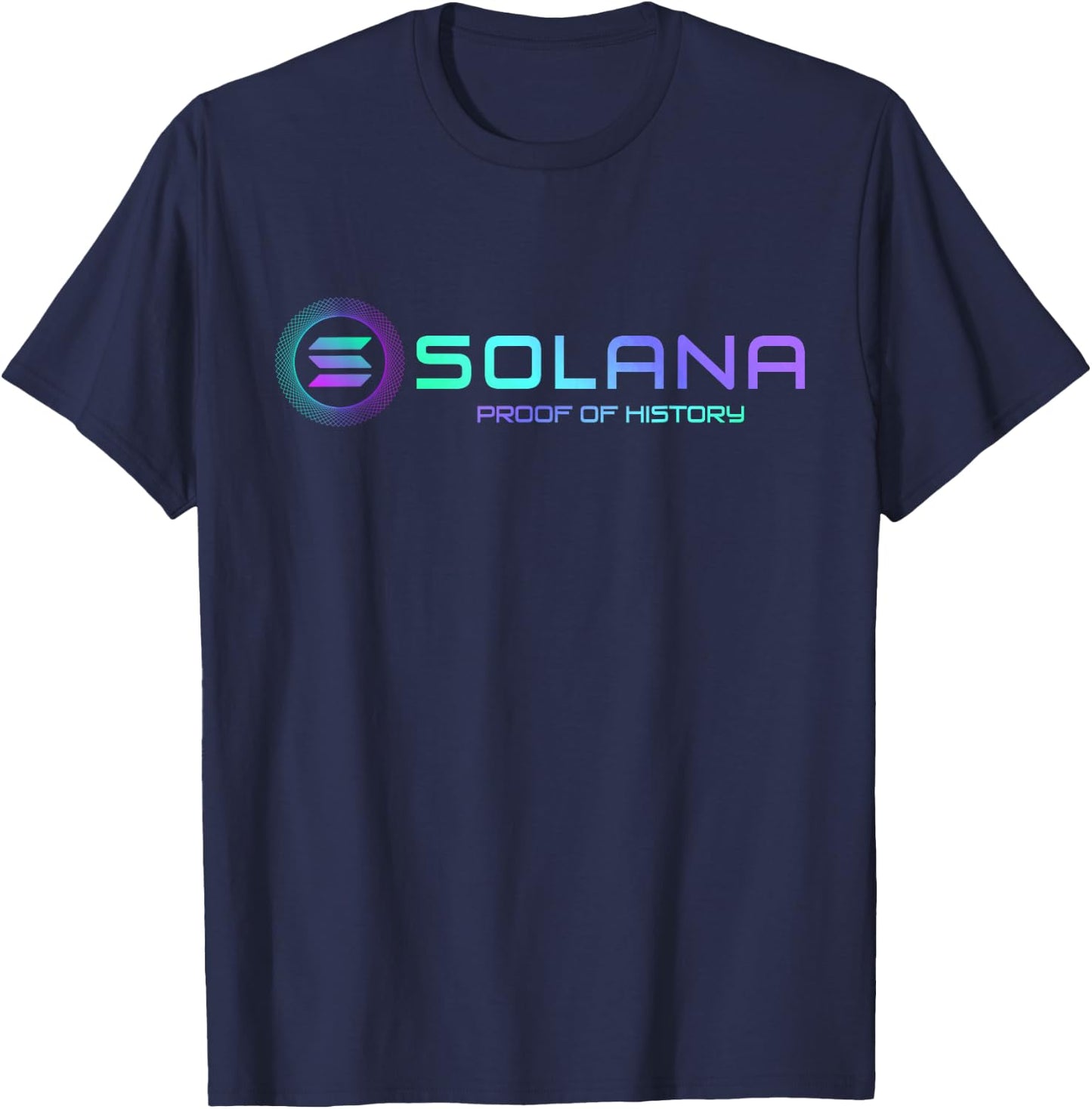 Colorful Solana SOL Crypto Blockchain Logo Proof Of History T-Shirt - T-Shirt | Navy