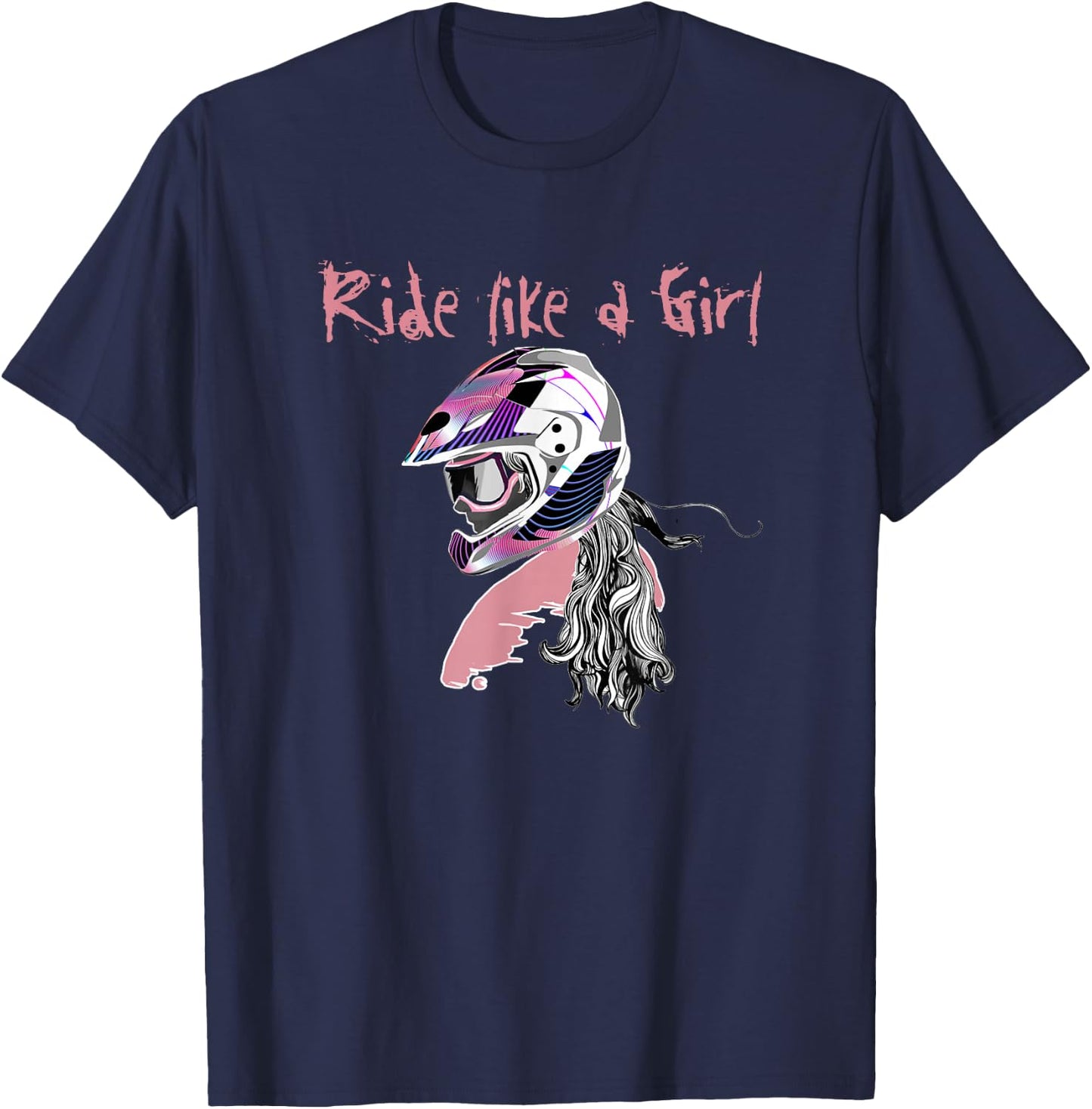 Motocross Shirt Women Dirt Bike Girls RIDE LIKE A GIRL T-Shirt - T-Shirt | Navy