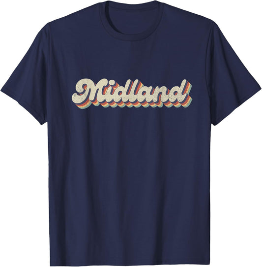 70's 80's USA City - Vintage Midland T-Shirt - T-Shirt | Navy