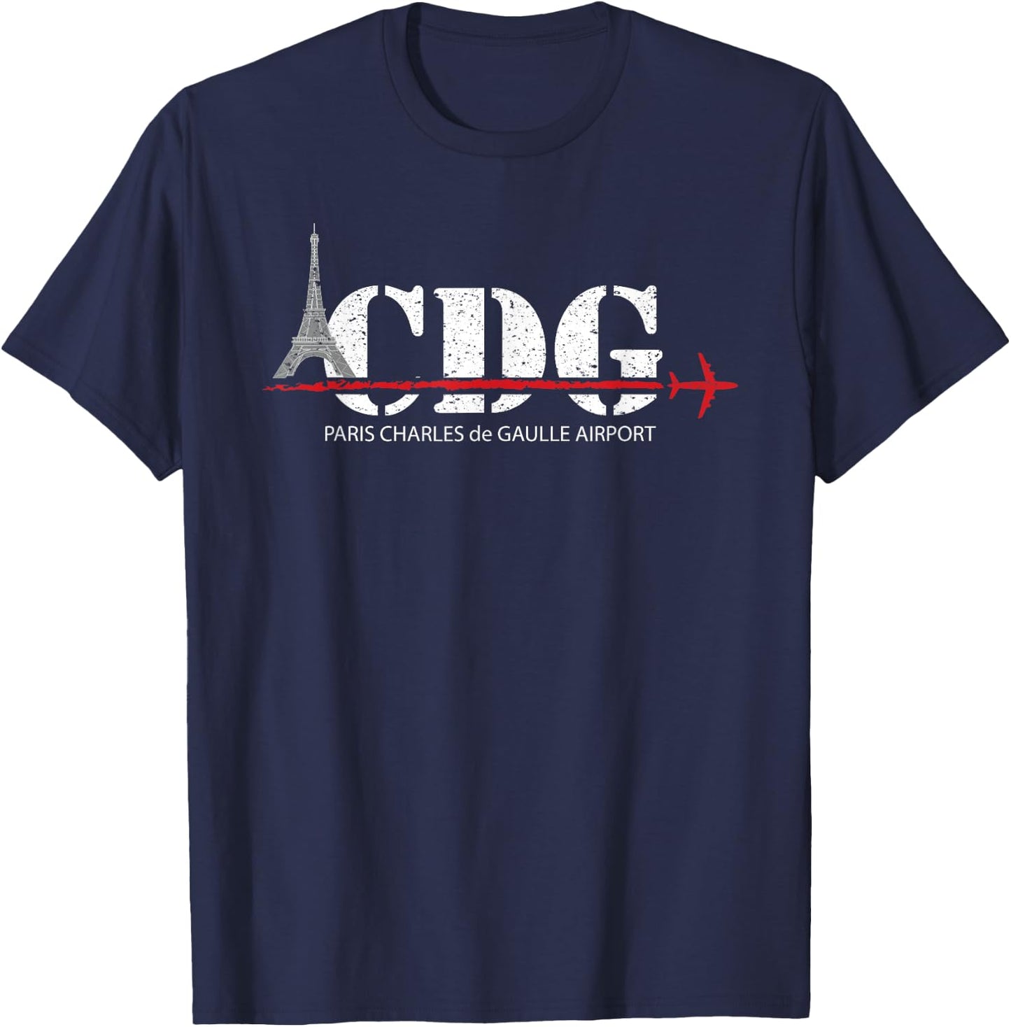 Vintage Paris France CDG Eiffel Tower Airport Code T-Shirt - T-Shirt | Navy
