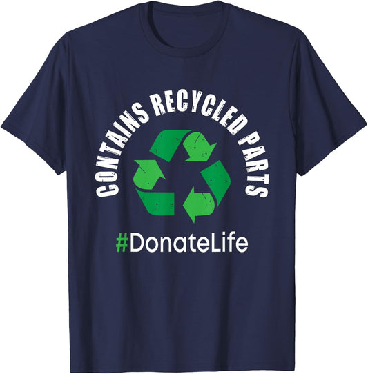Contains Recycled Parts - Organ Transplant Kidney Liver Small T-Shirt - T-Shirt | Navy