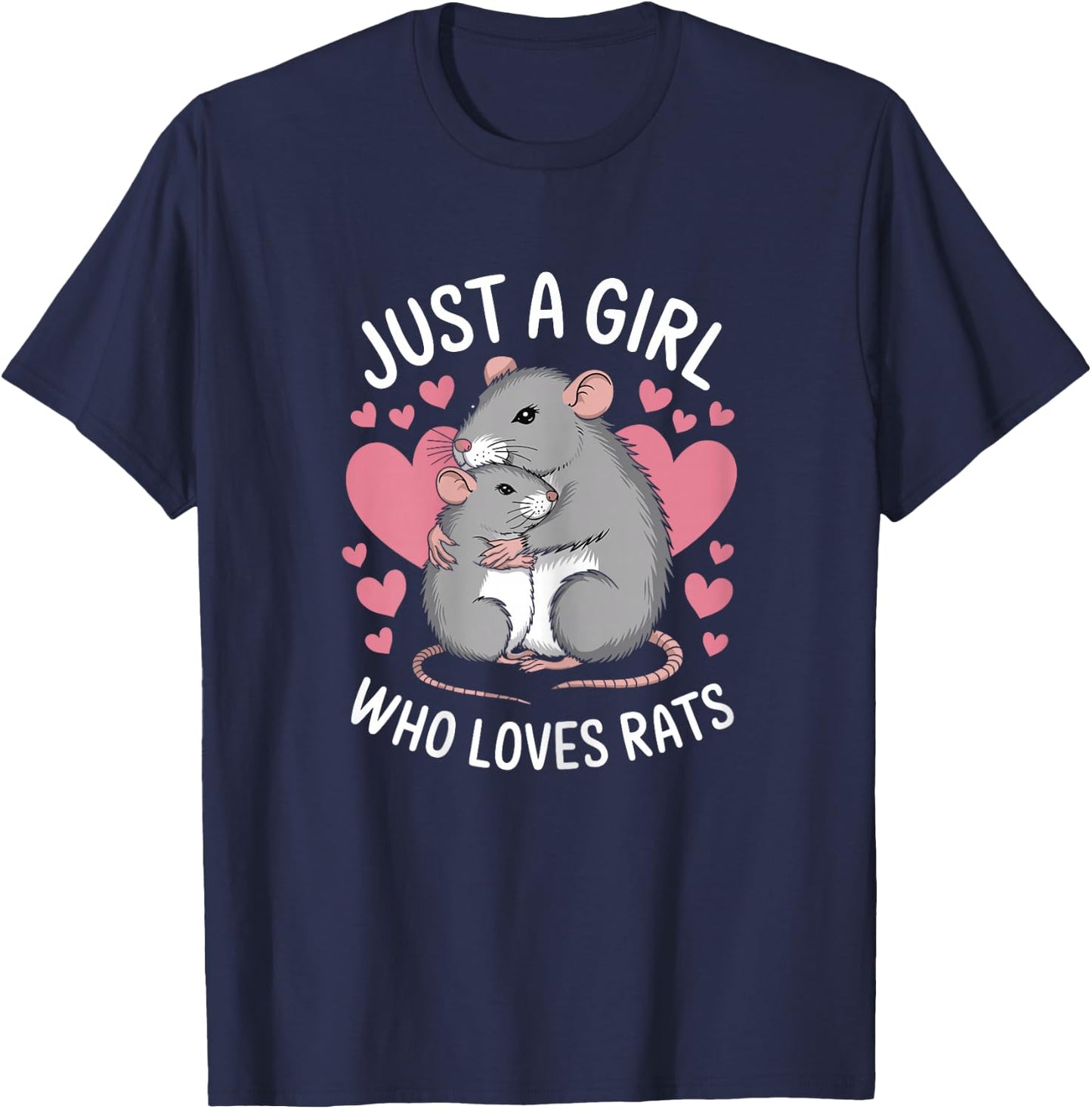 Just A Girl Who Loves Rats Kids Girls Women Rat Lover T-Shirt - T-Shirt | Navy