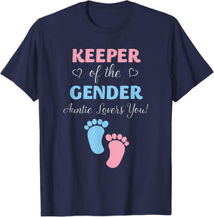 Gender Reveal Keeper Of The Gender Auntie Loves You T-Shirt - T-Shirt | Navy
