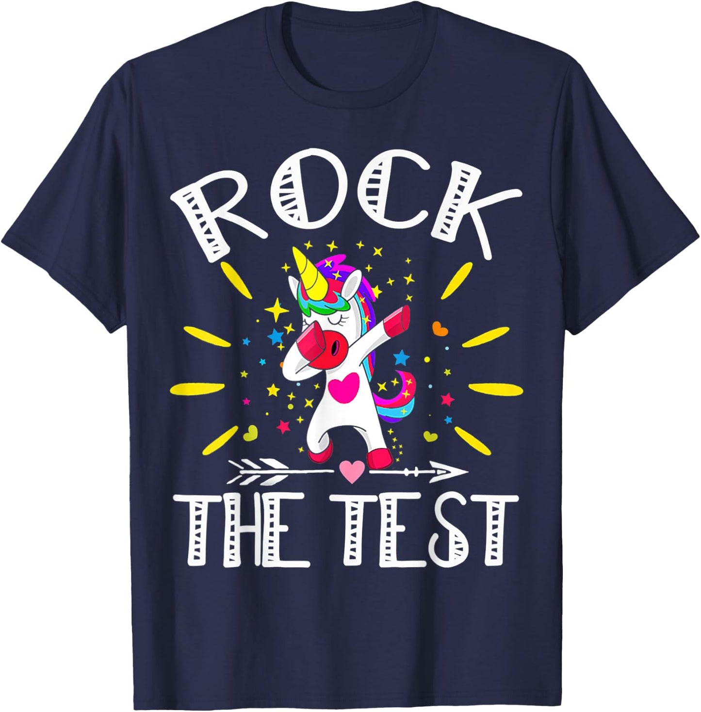 Test Day Rock The Test Teacher Testing Day Unicorn Teacher T-Shirt - T-Shirt | Navy
