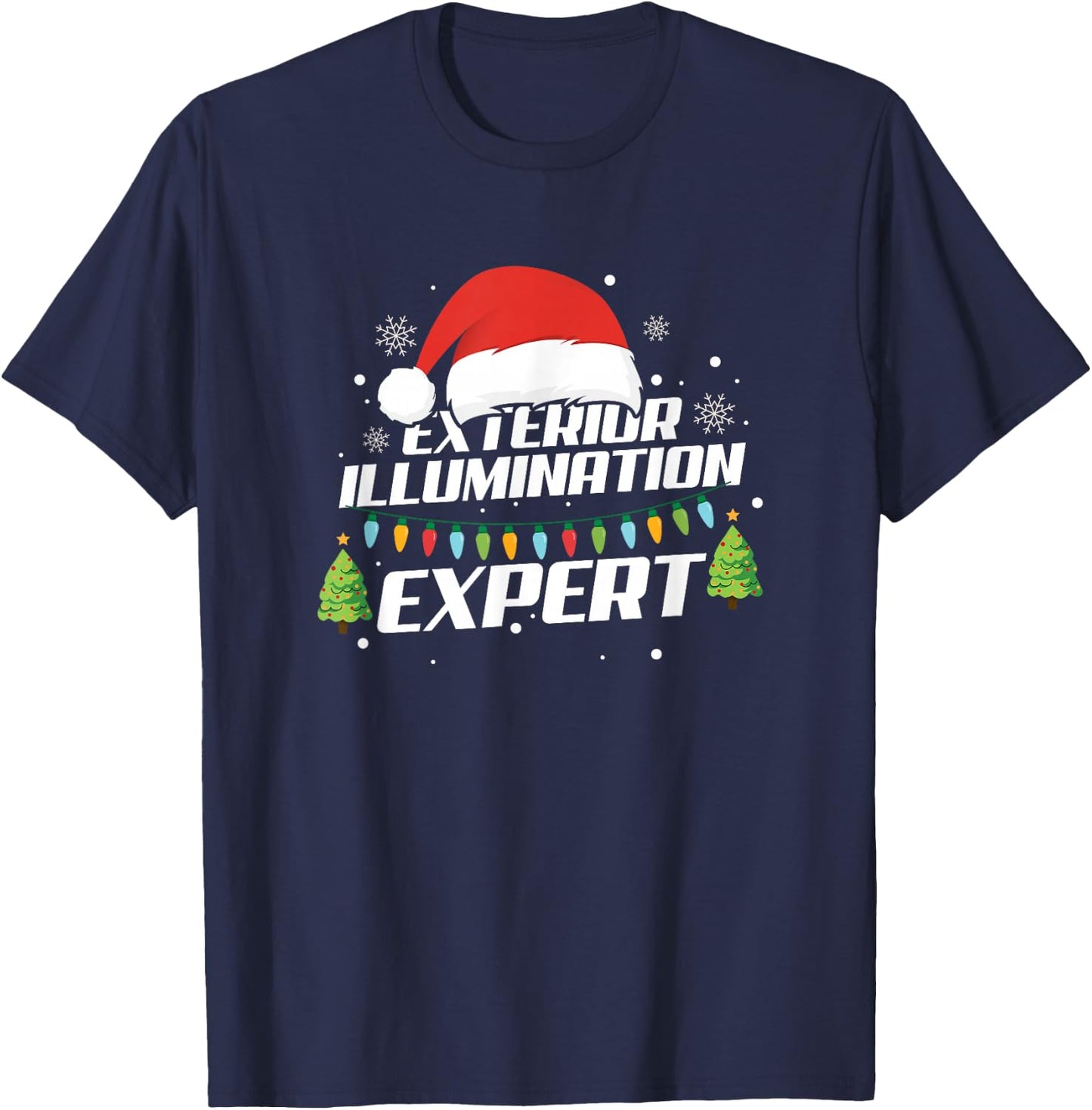 Exterior Illumination Expert Christmas Xmas Tree Snowflakes T-Shirt - T-Shirt | Navy