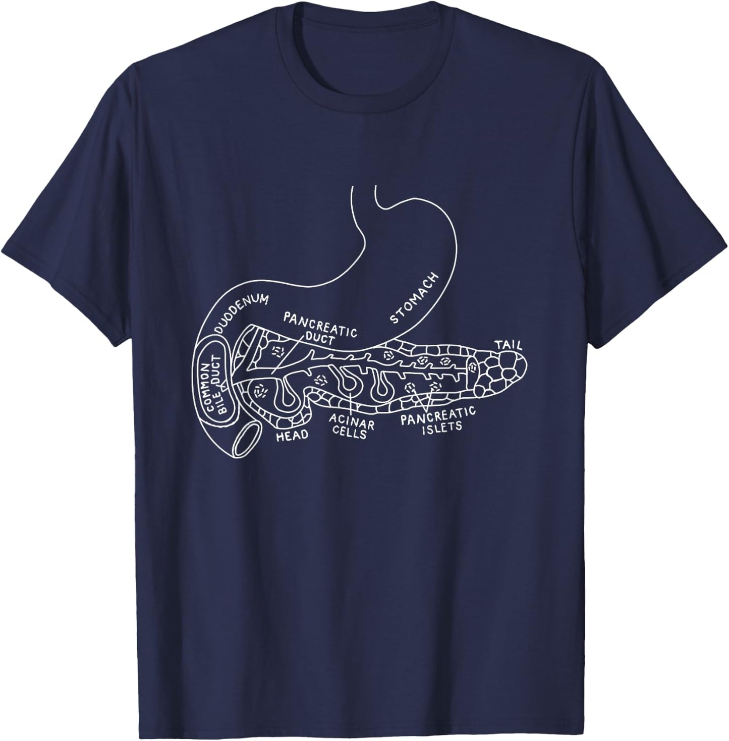 Pancreas Anatomy Pancreatic Pancreatitis Endocrinologist T-Shirt - T-Shirt | Navy