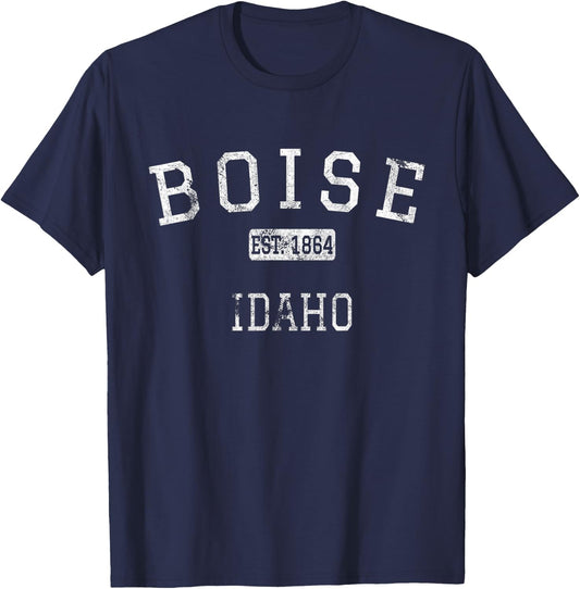 Boise Idaho ID Vintage T-Shirt - T-Shirt | Navy