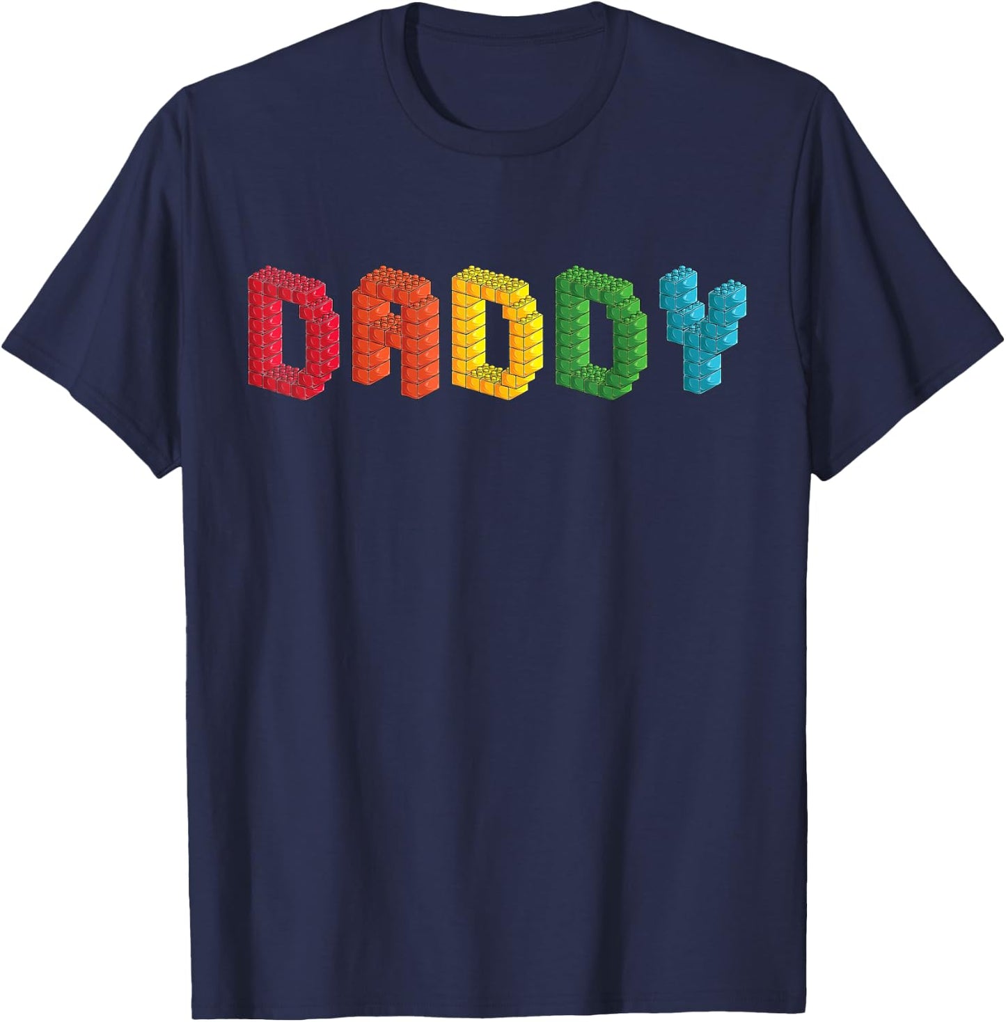 Daddy Master Builder Building Bricks Blocks Family Set T-Shirt - T-Shirt | Navy