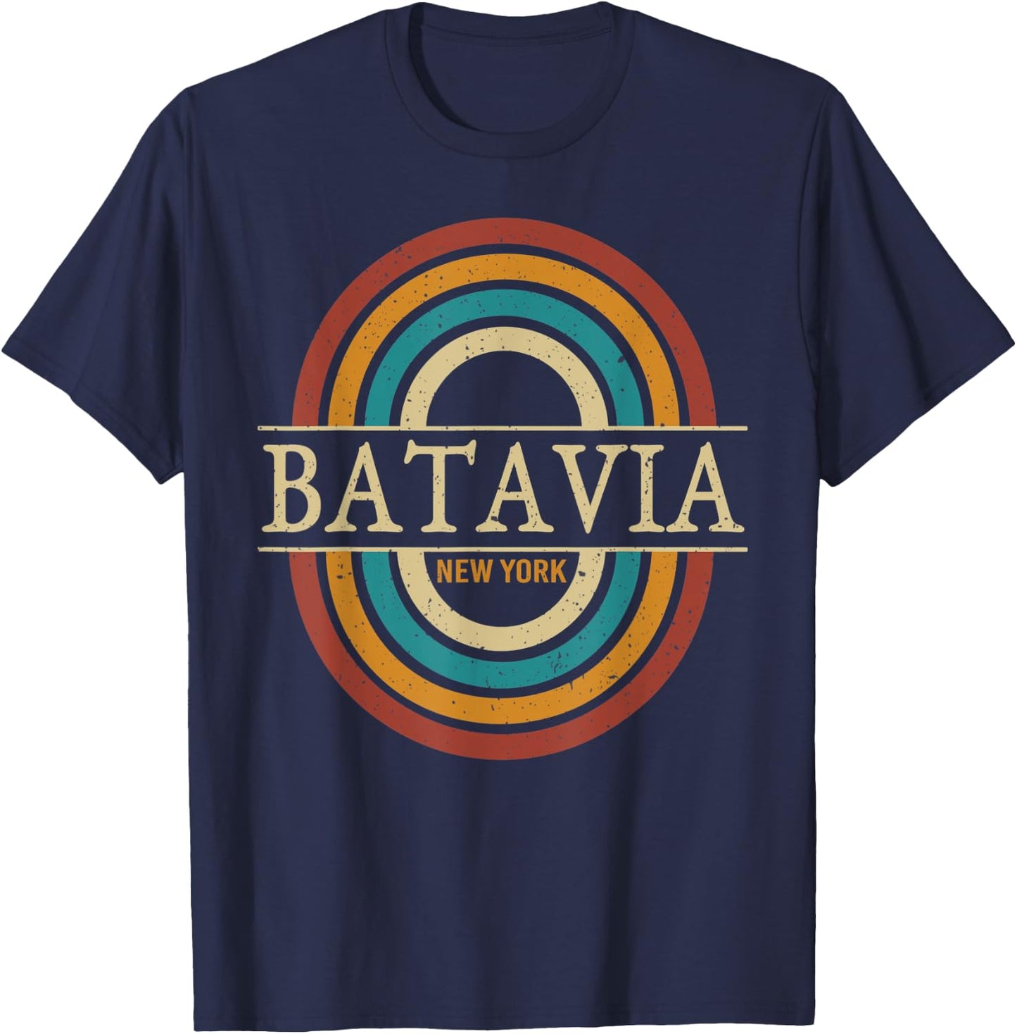 Vintage Retro Batavia NY New York Souvenir Men Women T-Shirt - T-Shirt | Navy