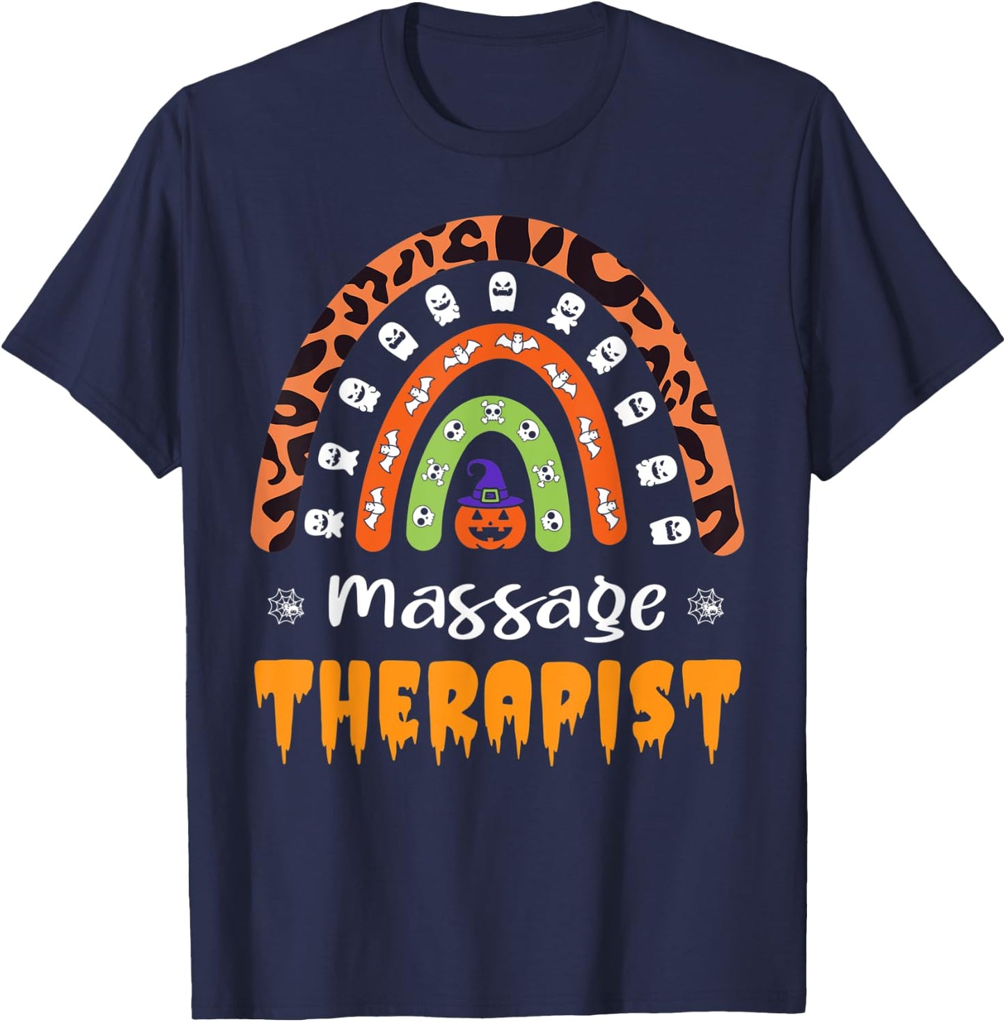 Massage Therapist Leopard Rainbow Halloween Costume T-Shirt - T-Shirt | Navy