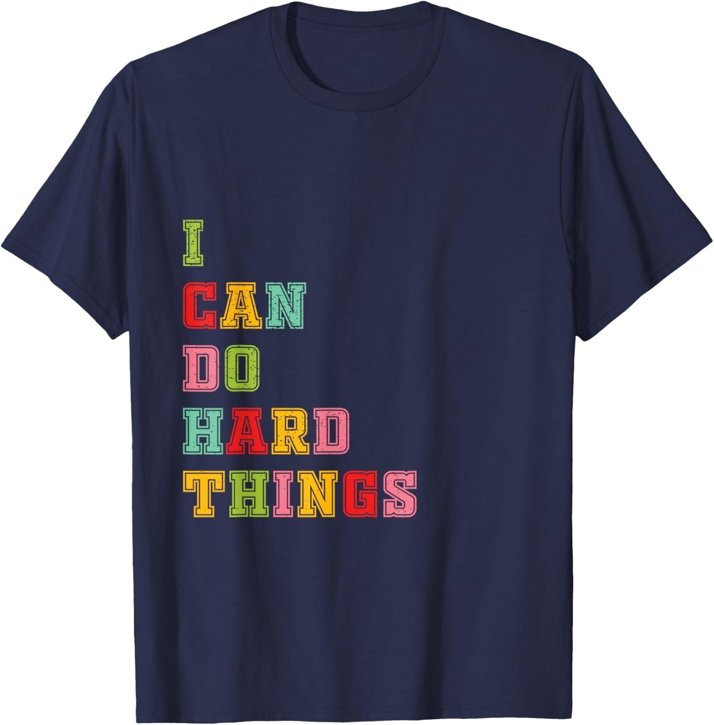 I Can Do Hard Things Workout Summer Casual Tank T-Shirt - T-Shirt | Navy