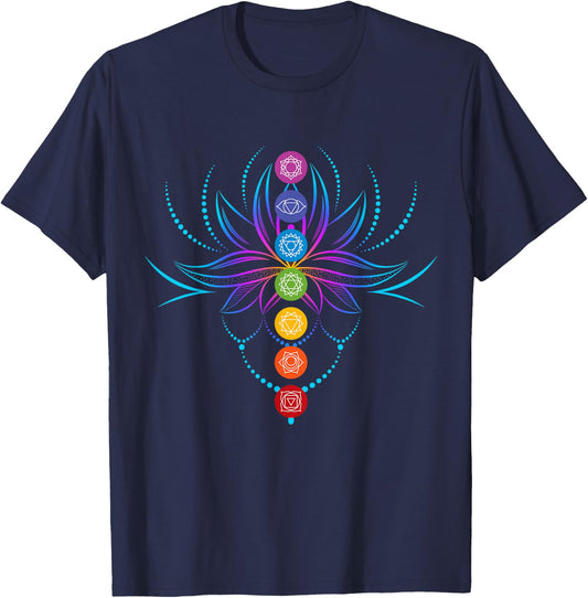 Spiritual Shirt Zen Lotus Flower Chakras Aligned Yoga Lover T-Shirt - T-Shirt | Navy