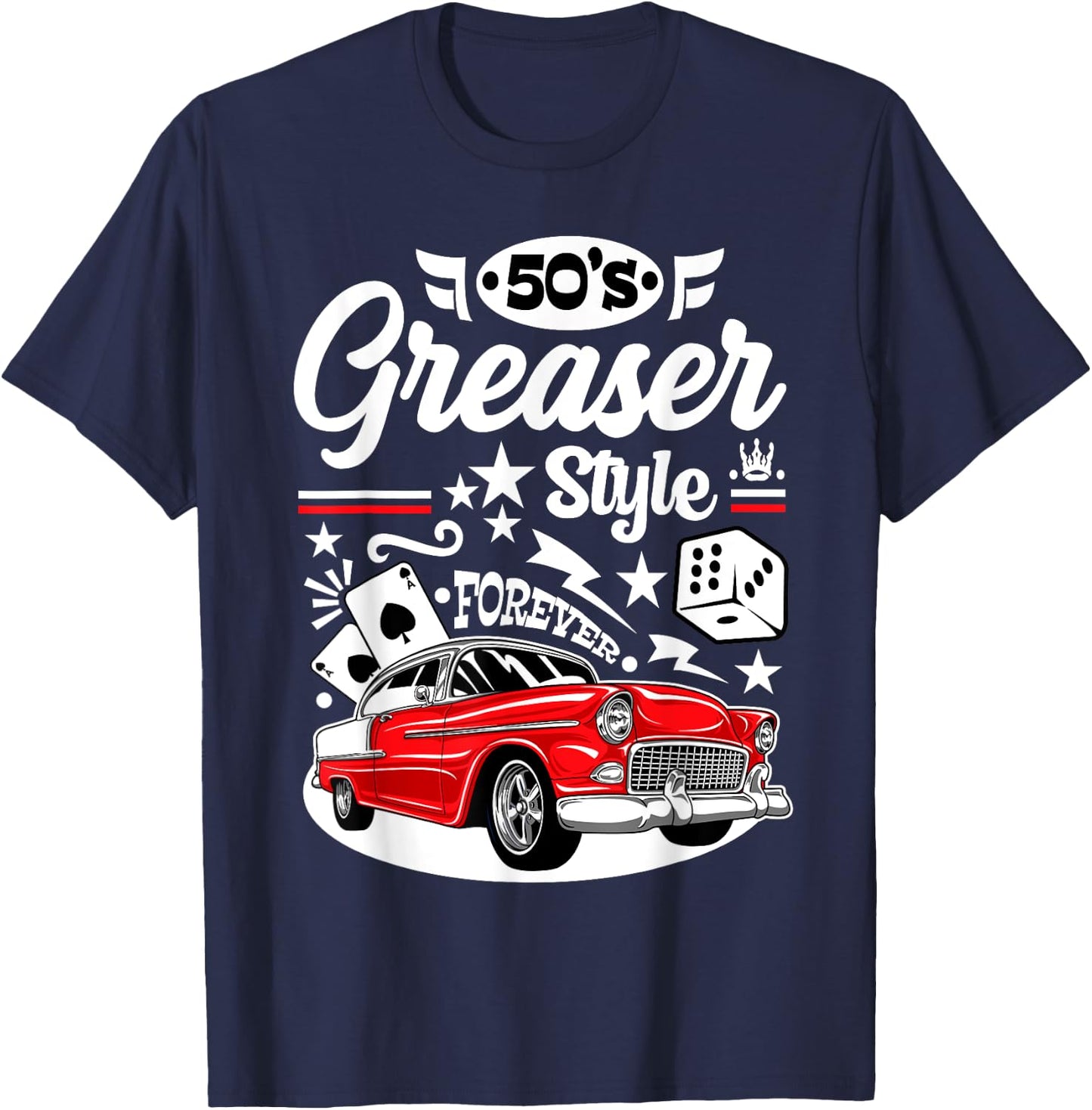 Rockabilly Sock Hop Party 50s Greaser Costumes Rock N Roll T-Shirt - T-Shirt | Navy
