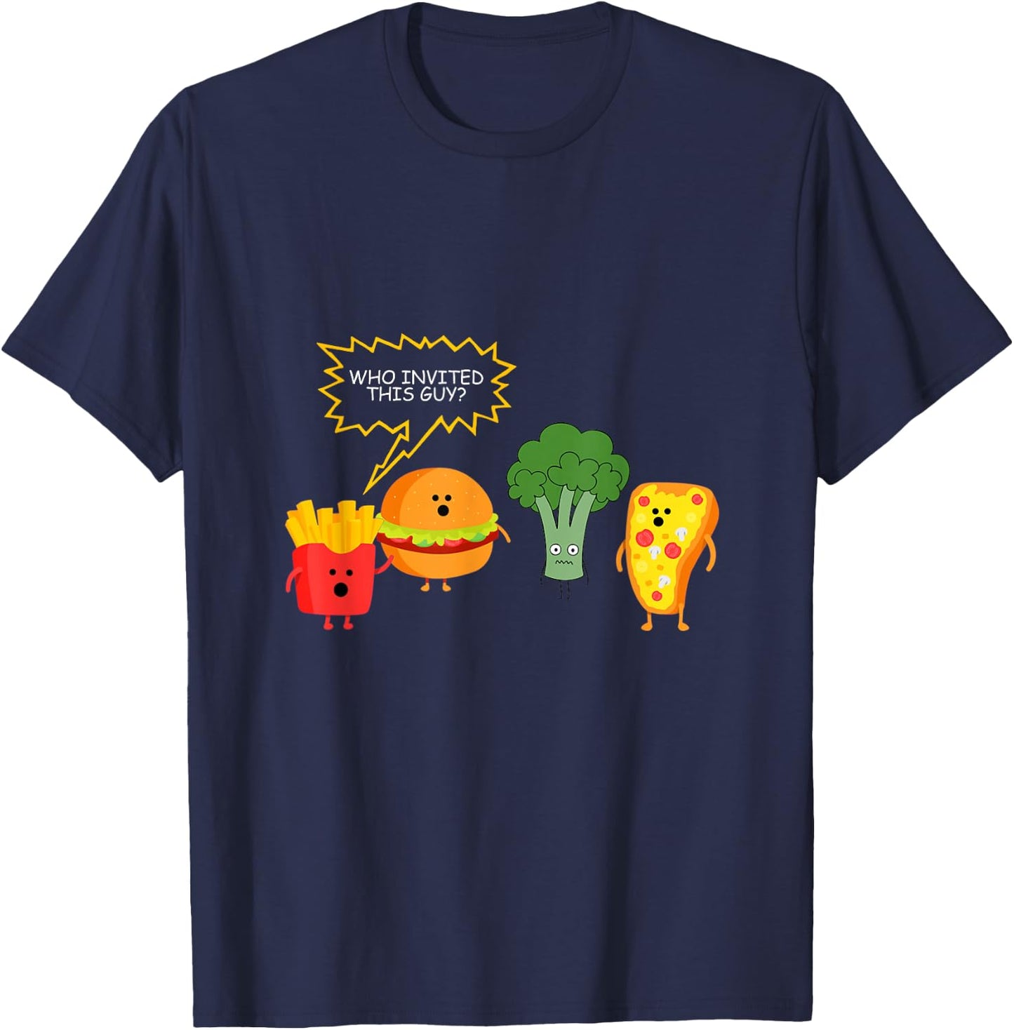 Who Invited This Guy Vegetables Stem Broccoli T-Shirt - T-Shirt | Navy