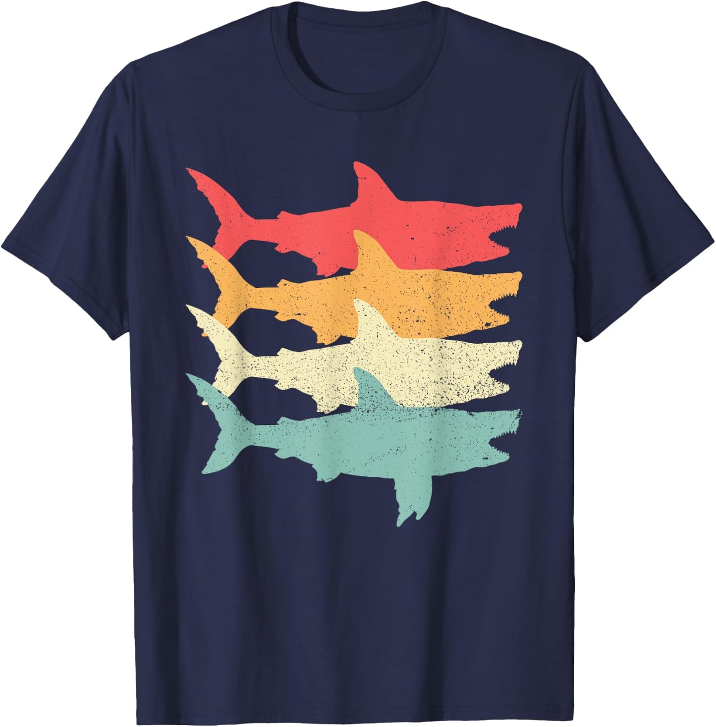Retro Megalodon Tooth Shark T-Shirt - T-Shirt | Navy