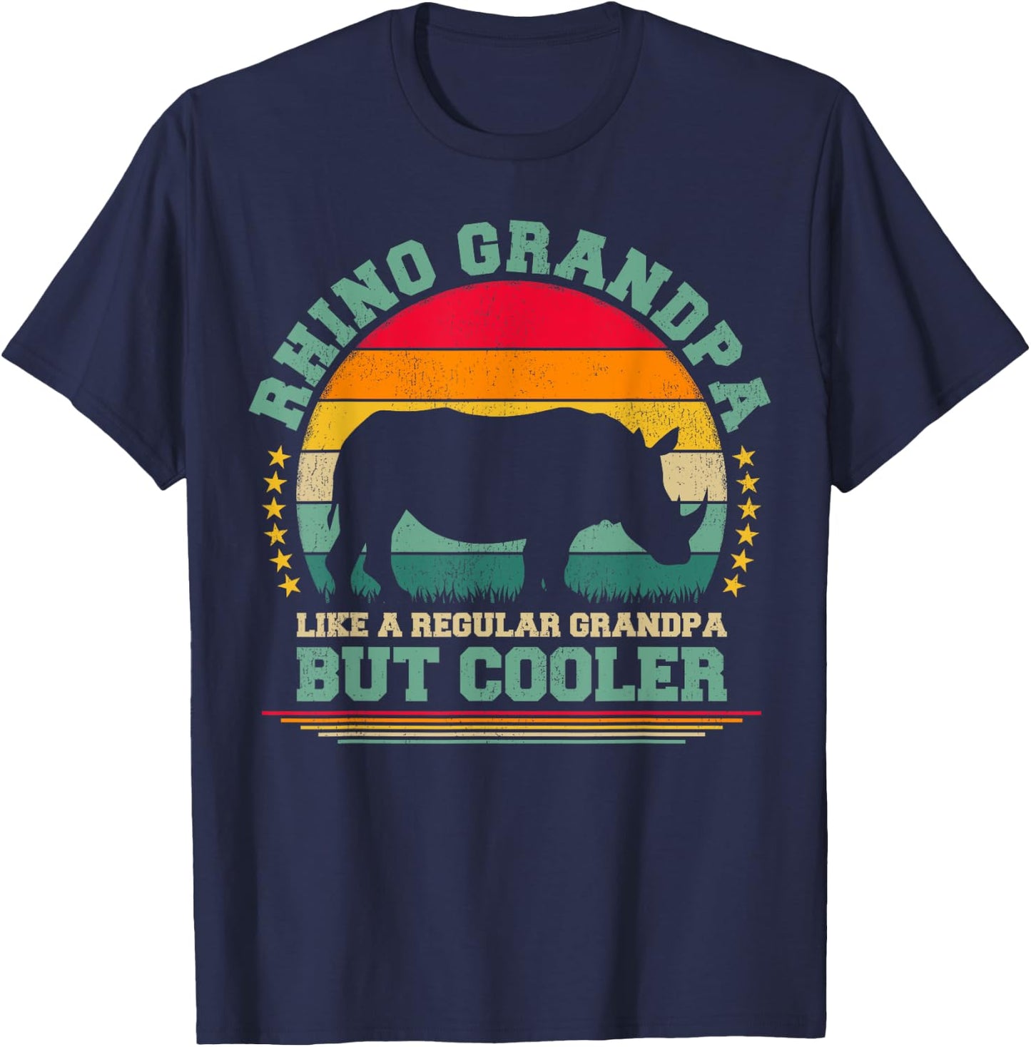 Rhino Lover Funny Vintage Rhino Grandpa Father's Day T-Shirt - T-Shirt | Navy