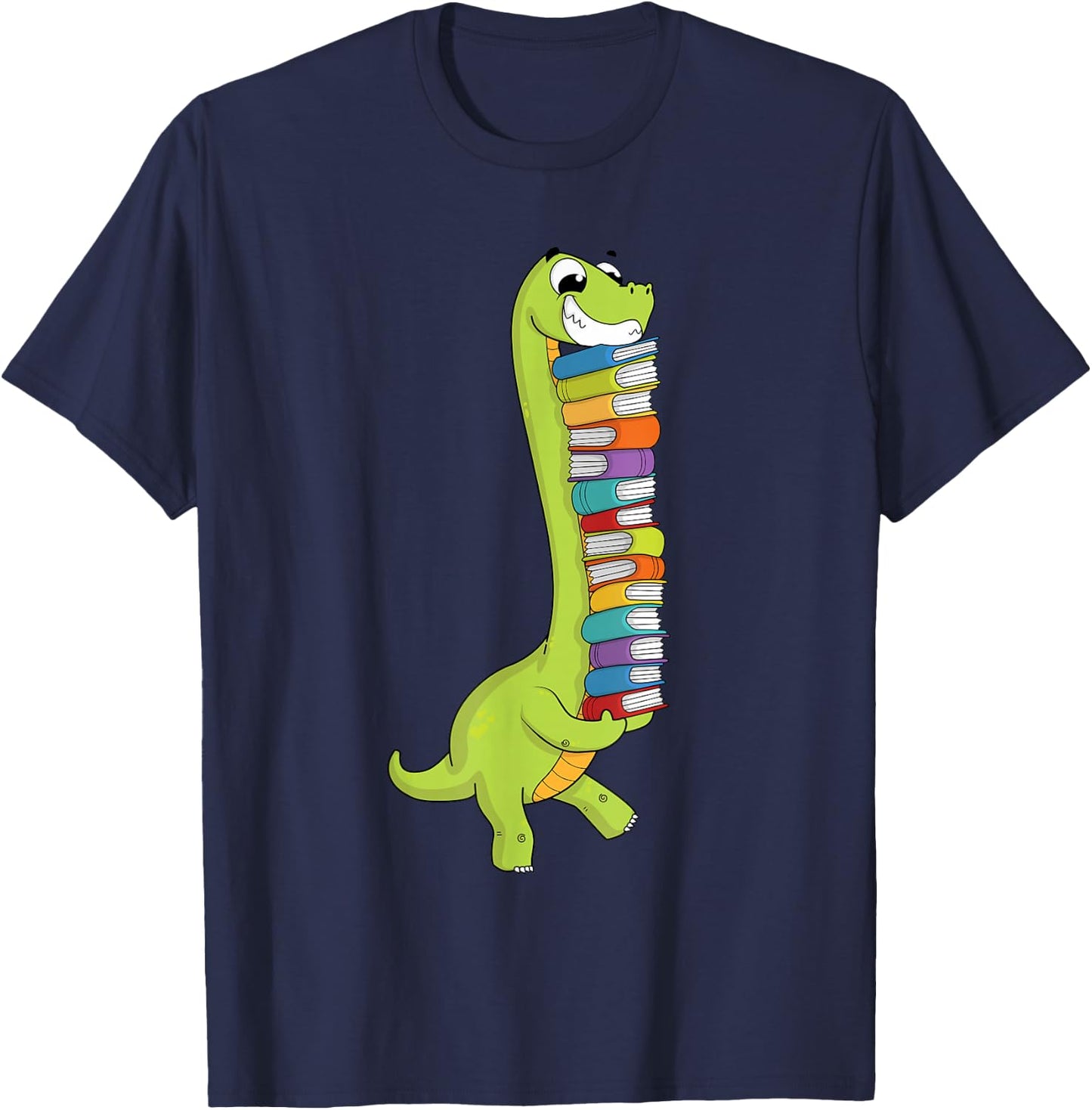 Teachersaurus Dinosaur Teacher Shirt Dino Reading Book T-Shirt - T-Shirt | Navy