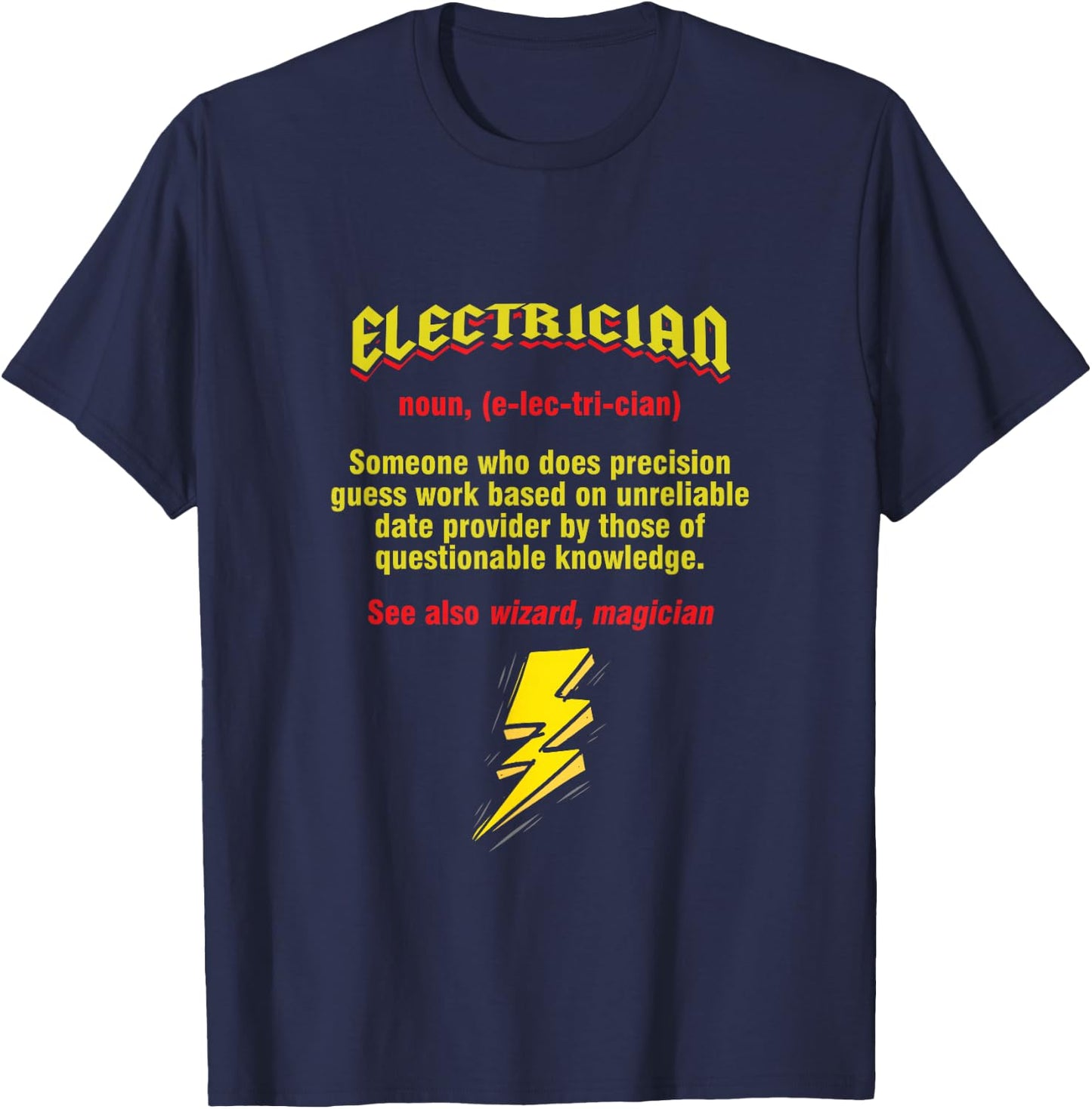 Funny Electrician Noun Definition Lineman T-Shirt - T-Shirt | Navy