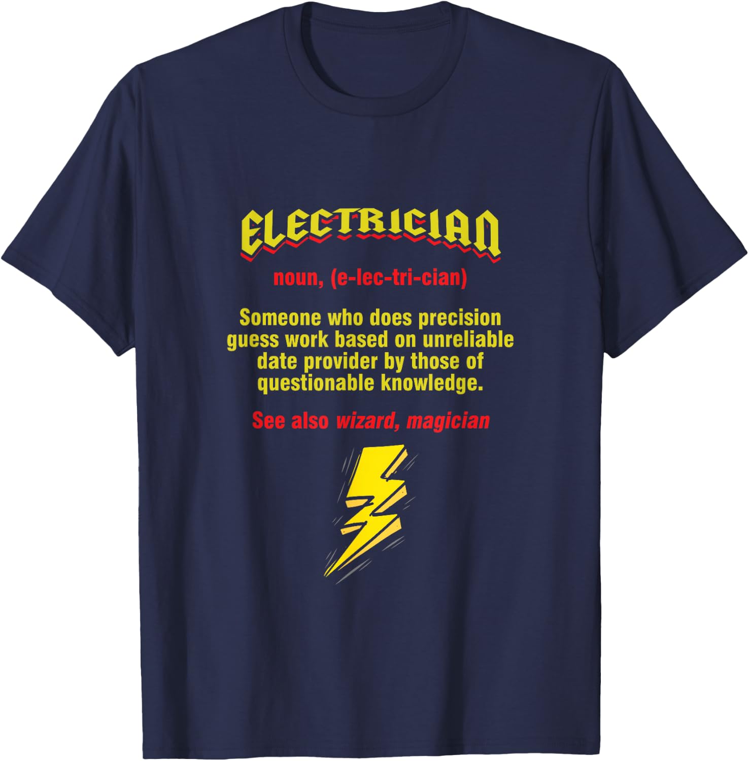 Funny Electrician Noun Definition Lineman T-Shirt - T-Shirt | Navy