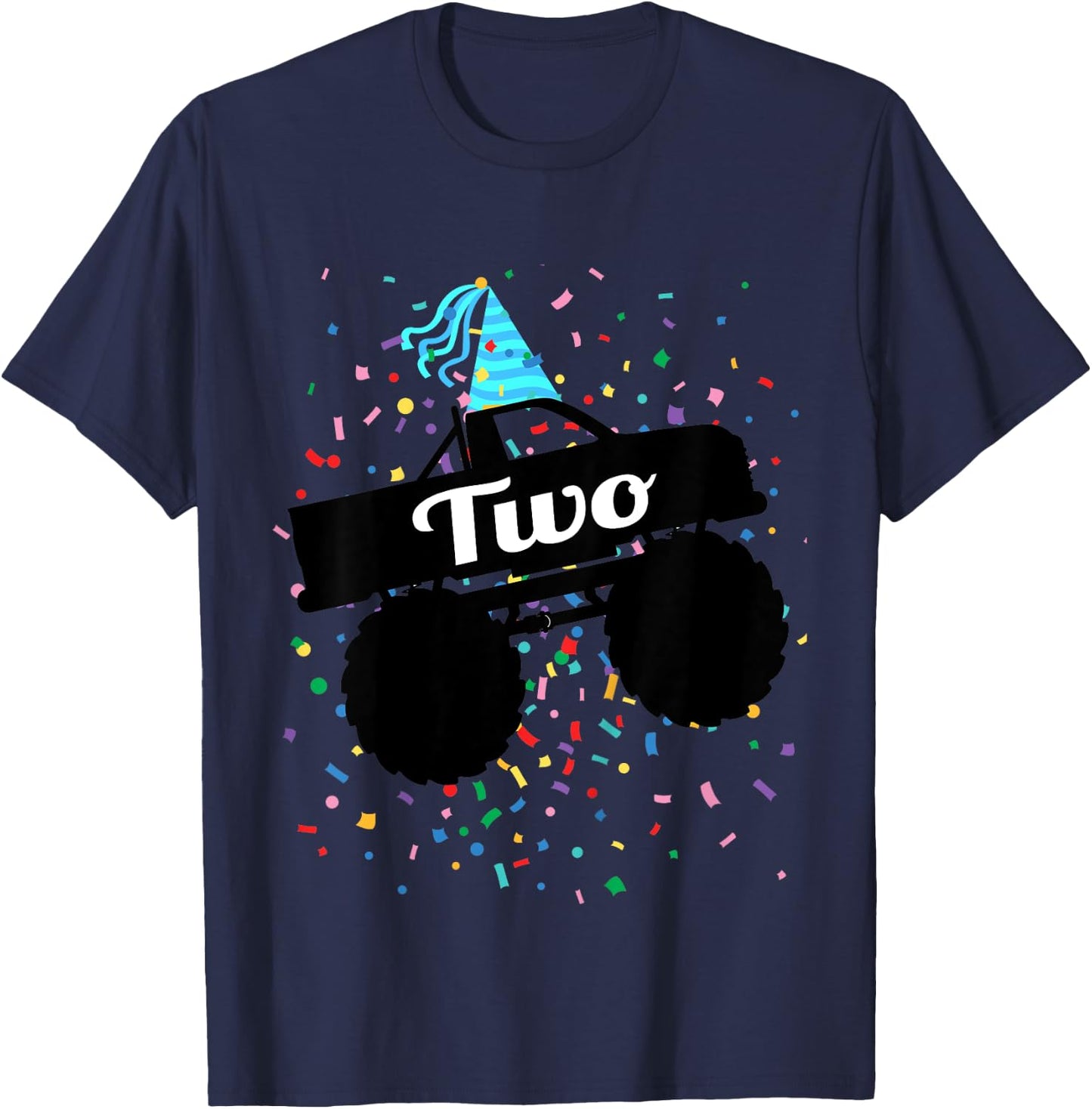 2 Year Old Monster Truck 2nd Birthday Toddler Shirt Gift T-Shirt - T-Shirt | Navy
