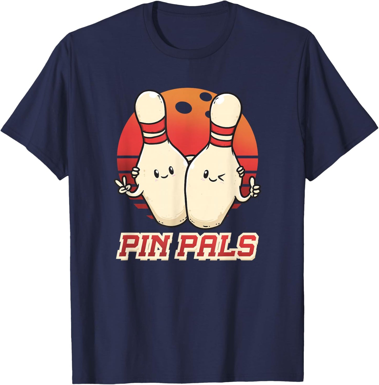 Wowsome! -Youth Bowling - Black, Small - Pin Pals Bowling Players Buddies Bowler Besties Bowling Team T-Shirt - T-Shirt | Navy