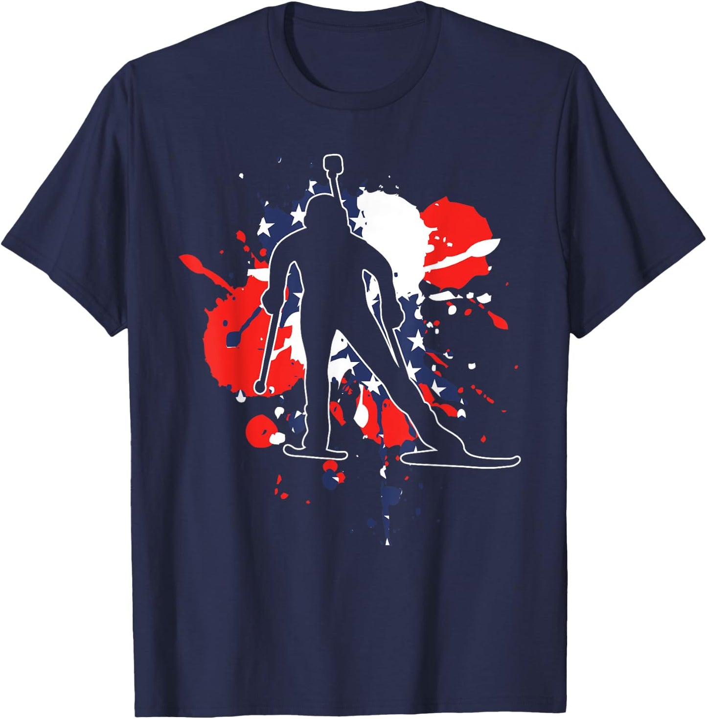 USA Flag Biathlonist - American Biathlon T-Shirt - T-Shirt | Navy
