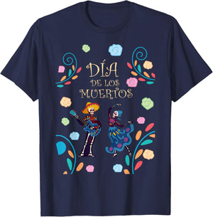 Dancing Skeleton Guitar Dia De Los Muertos Calavera Day Dead T-Shirt - T-Shirt | Navy
