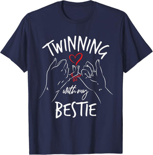 Matching Twin Twins Day Twinning with My Bestie T-Shirt - T-Shirt | Navy