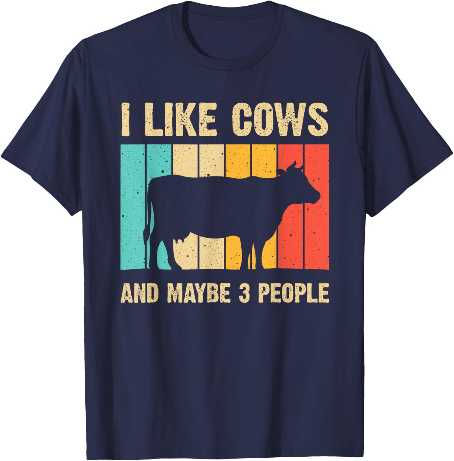 Funny Vintage Cow Design Cow Farmer Men Women Cattle Lover T-Shirt - T-Shirt | Navy