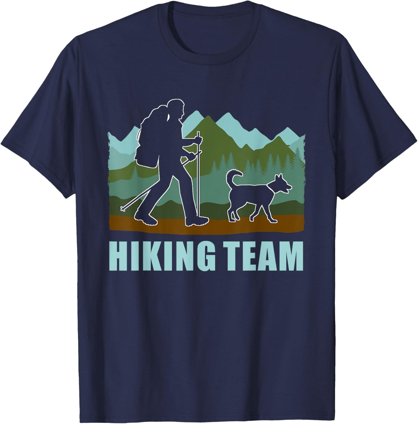 Hiker Team Dog Hike Outdoor Mountain Hiking With Dogs Men Women T-Shirt - T-Shirt | Navy