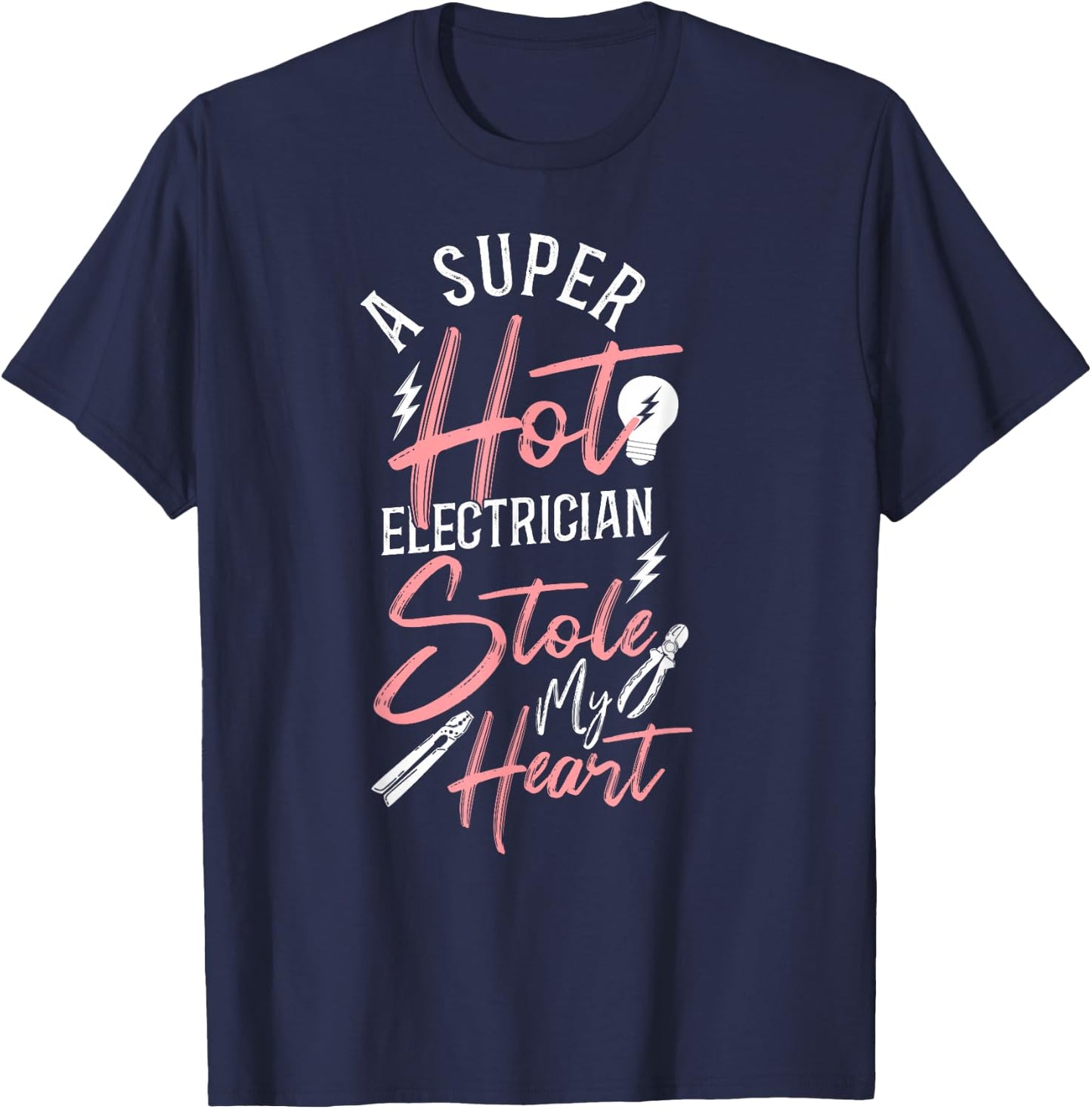 I Love My Electrician Wife Girlfriend T-Shirt - T-Shirt | Navy