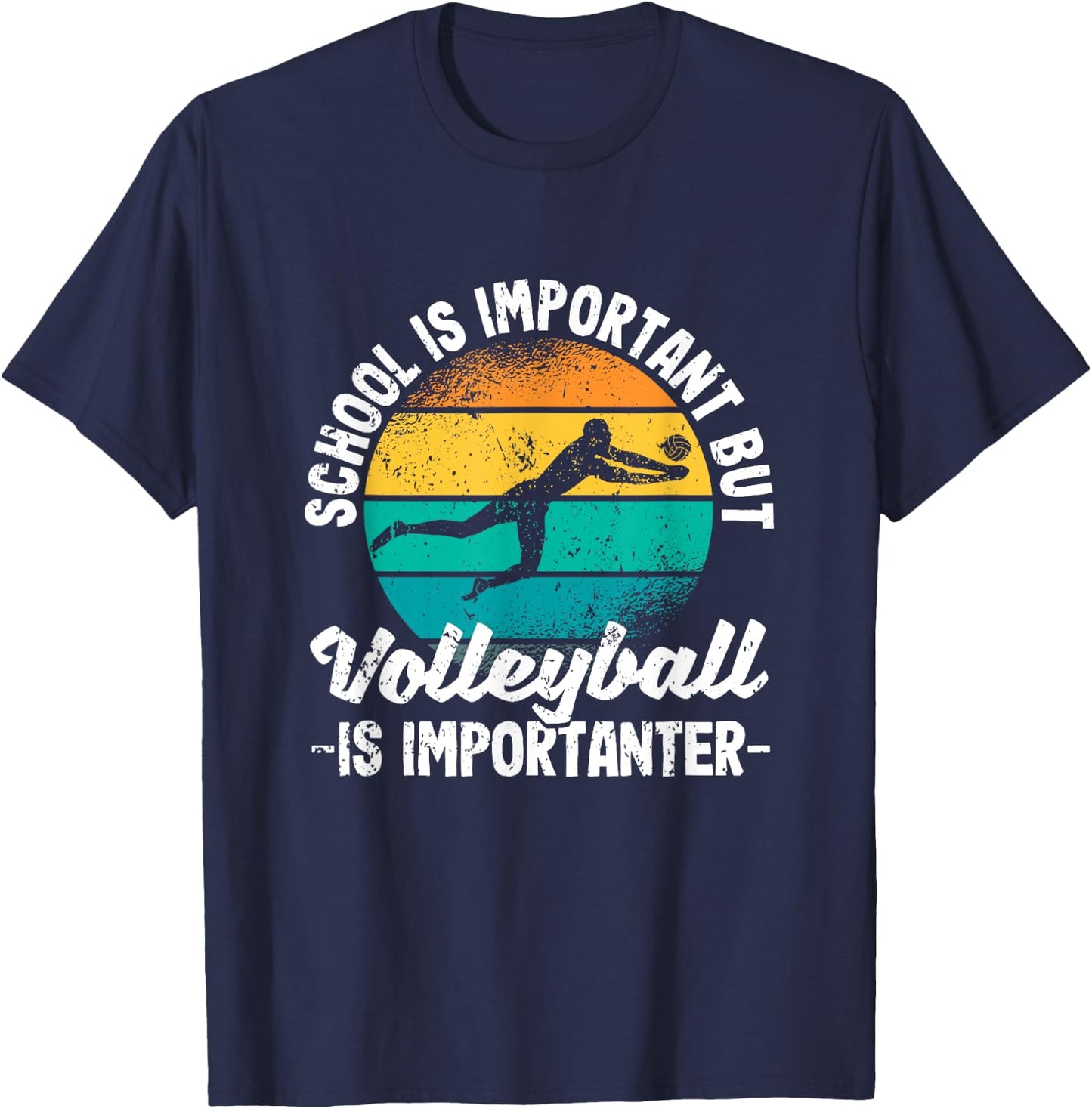 School Is Important But Volleyball Is Importanter Youth Kids T-Shirt - T-Shirt | Navy