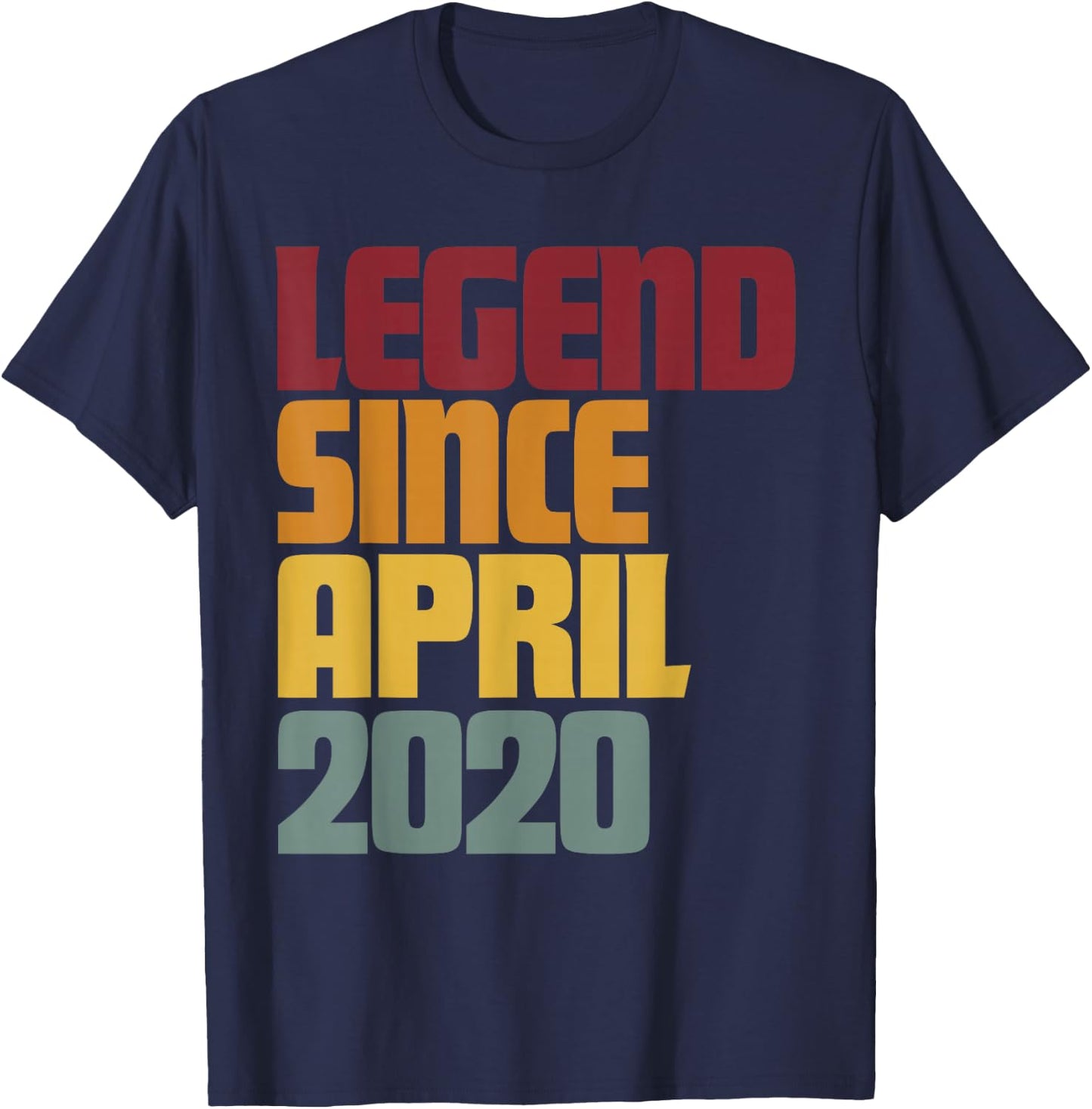Legend Since April 2020 7th Birthday - Vintage Funny T-Shirt - T-Shirt | Navy