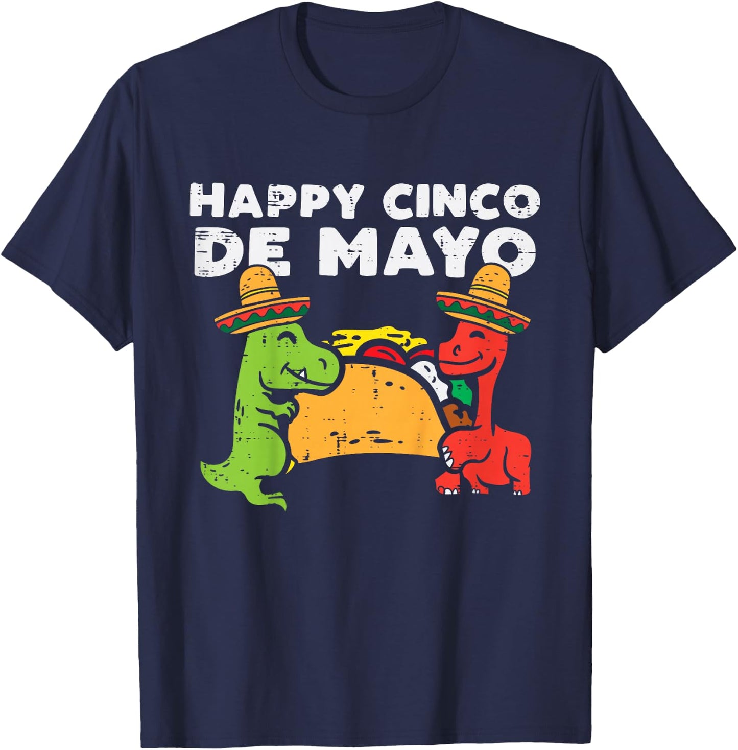 Kids Happy Cinco De Mayo Dinos Taco Mexican Kids Toddler Boys T-Shirt - T-Shirt | Navy