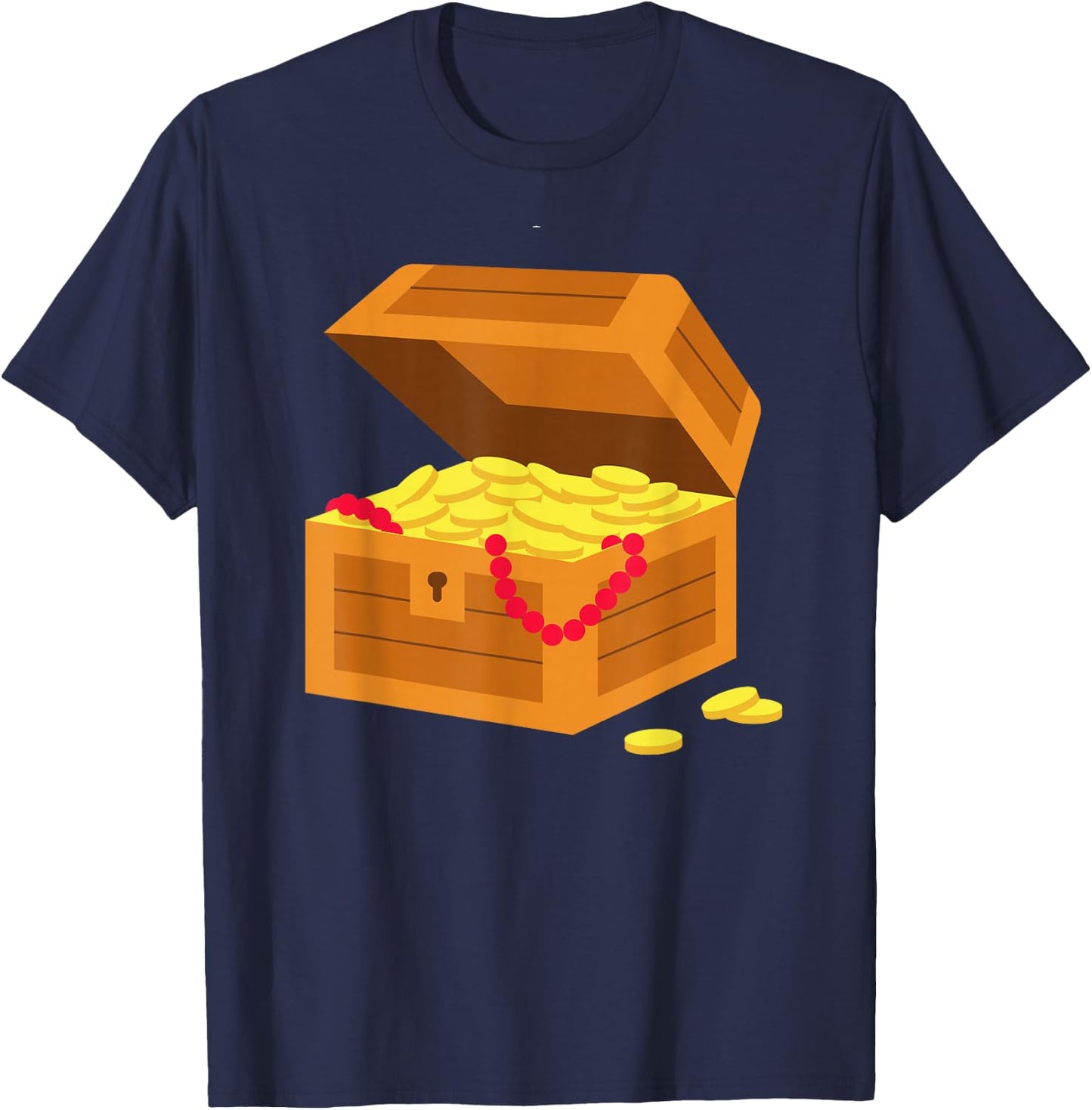 Treasure Chest Kids Boys Girls Men Women Gold Coins T-Shirt - T-Shirt | Navy