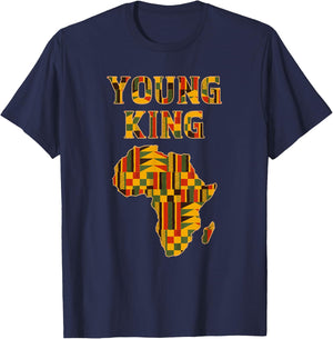 Cool African Kente Art Men Boys Kids African American Print T-Shirt - T-Shirt | Navy