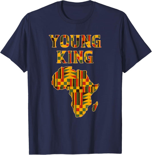 Cool African Kente Art Men Boys Kids African American Print T-Shirt - T-Shirt | Navy