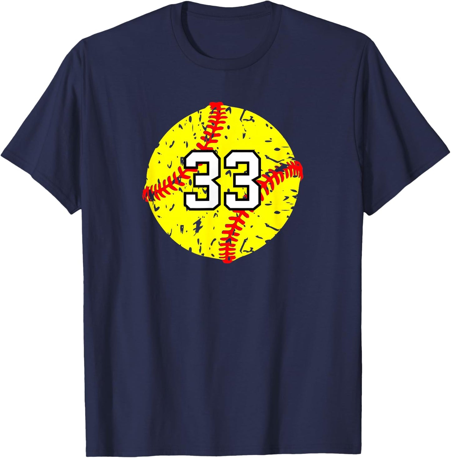 Softball Number #33 T-Shirt - T-Shirt | Navy