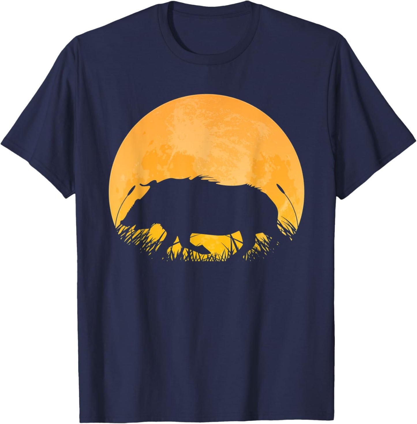 Boar Easy Halloween Outfit Pig Hog Tusk Moon Costume Gift T-Shirt - T-Shirt | Navy