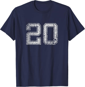Number No. # 20 | Numbered grunge retro Style Birthday Gift T-Shirt - T-Shirt | Navy