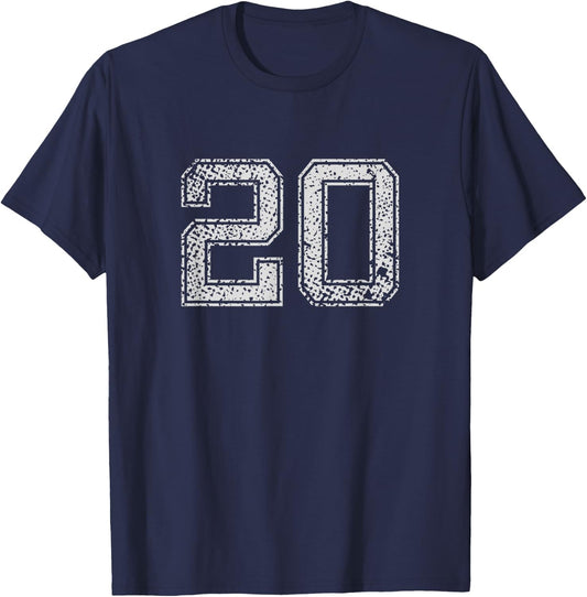 Number No. # 20 | Numbered grunge retro Style Birthday Gift T-Shirt - T-Shirt | Navy