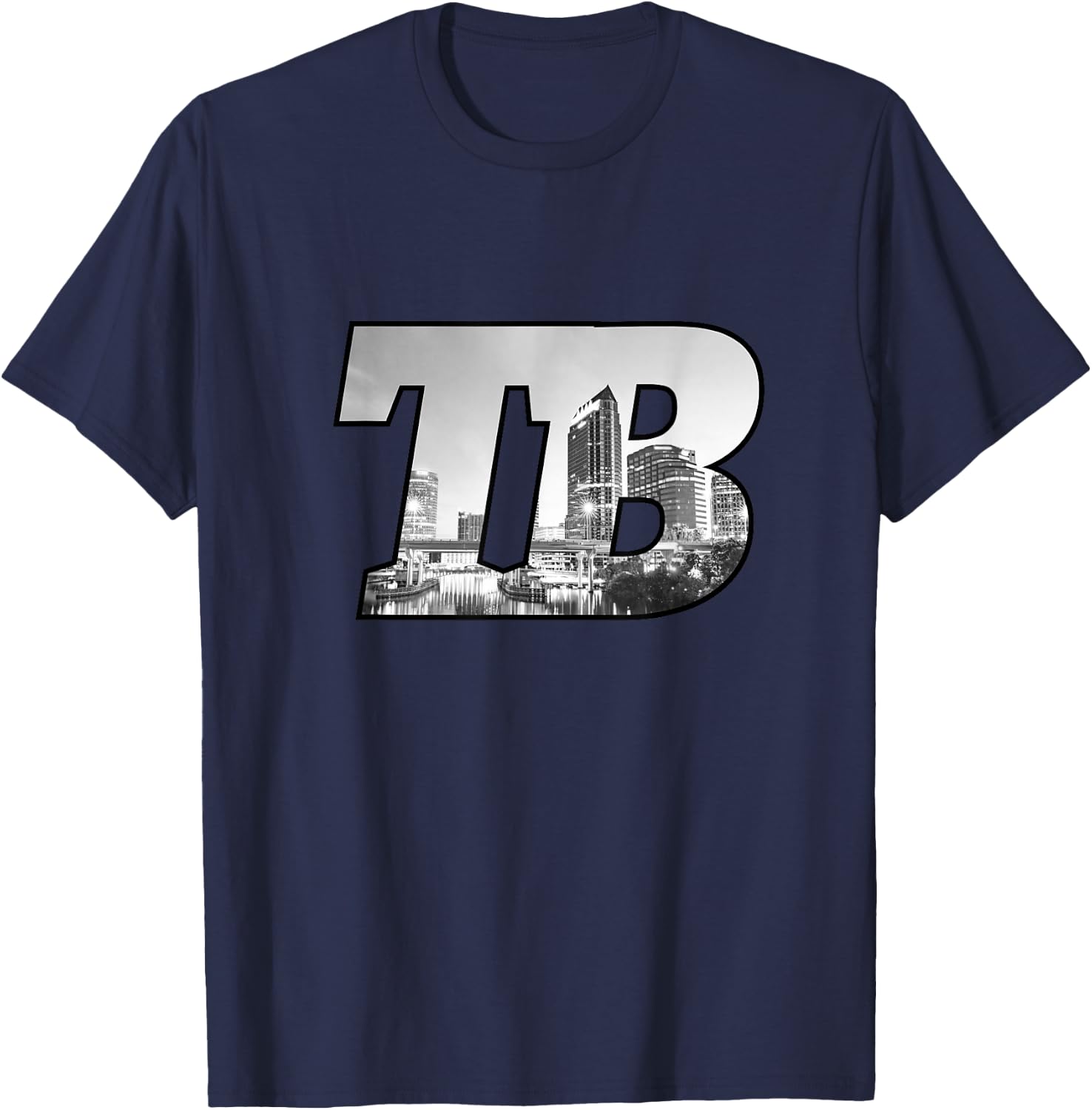 TB Tampa Bay City Skyline of Tampa Bay Florida T-Shirt - T-Shirt | Navy