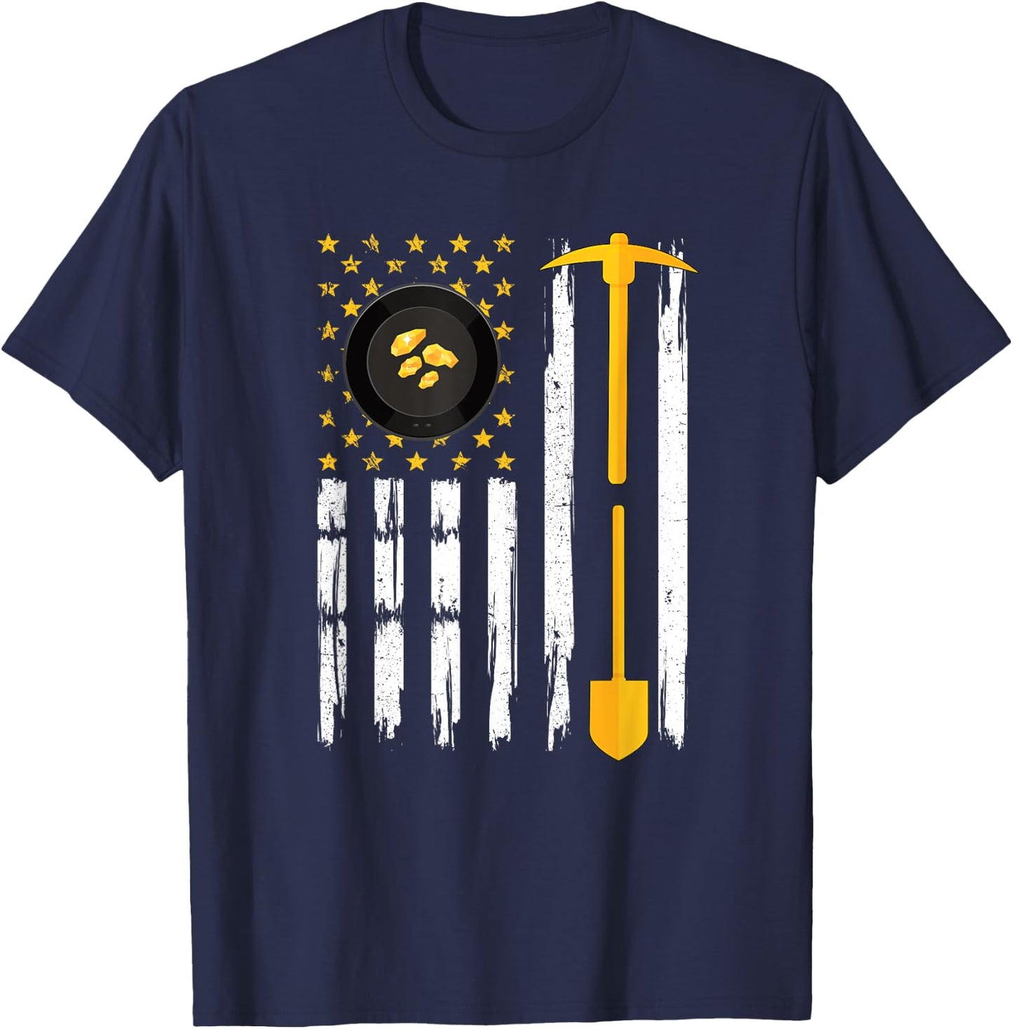 Gold Panning American Flag Gold Panner Gold Prospecting T-Shirt - T-Shirt | Navy