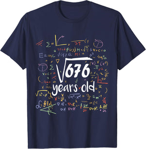 Square Root Of 676 - 26th Birthday 26 Year Old Math Bday T-Shirt - T-Shirt | Navy