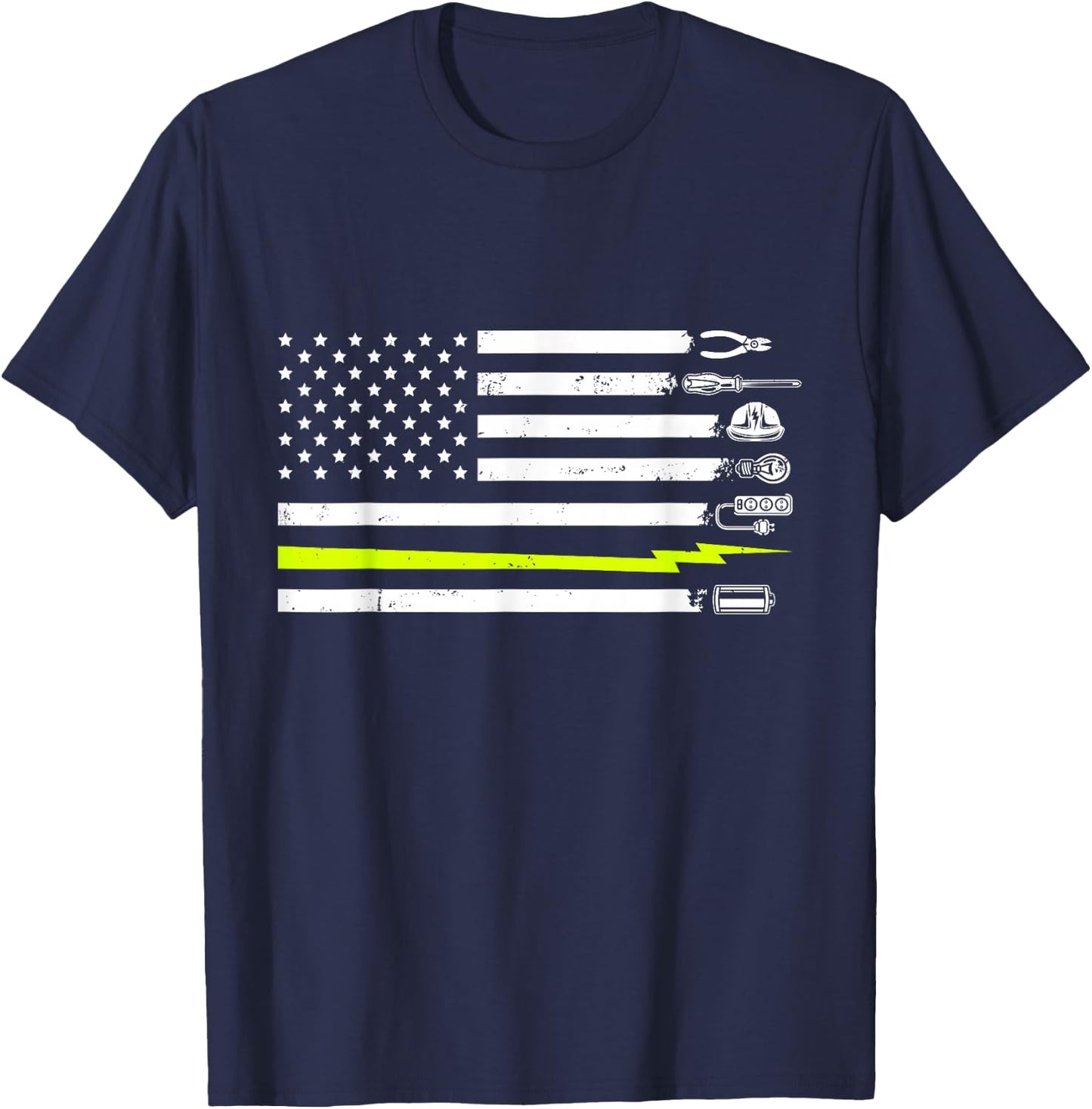 American Flag Electrician Tools for Electrician T-Shirt - T-Shirt | Navy