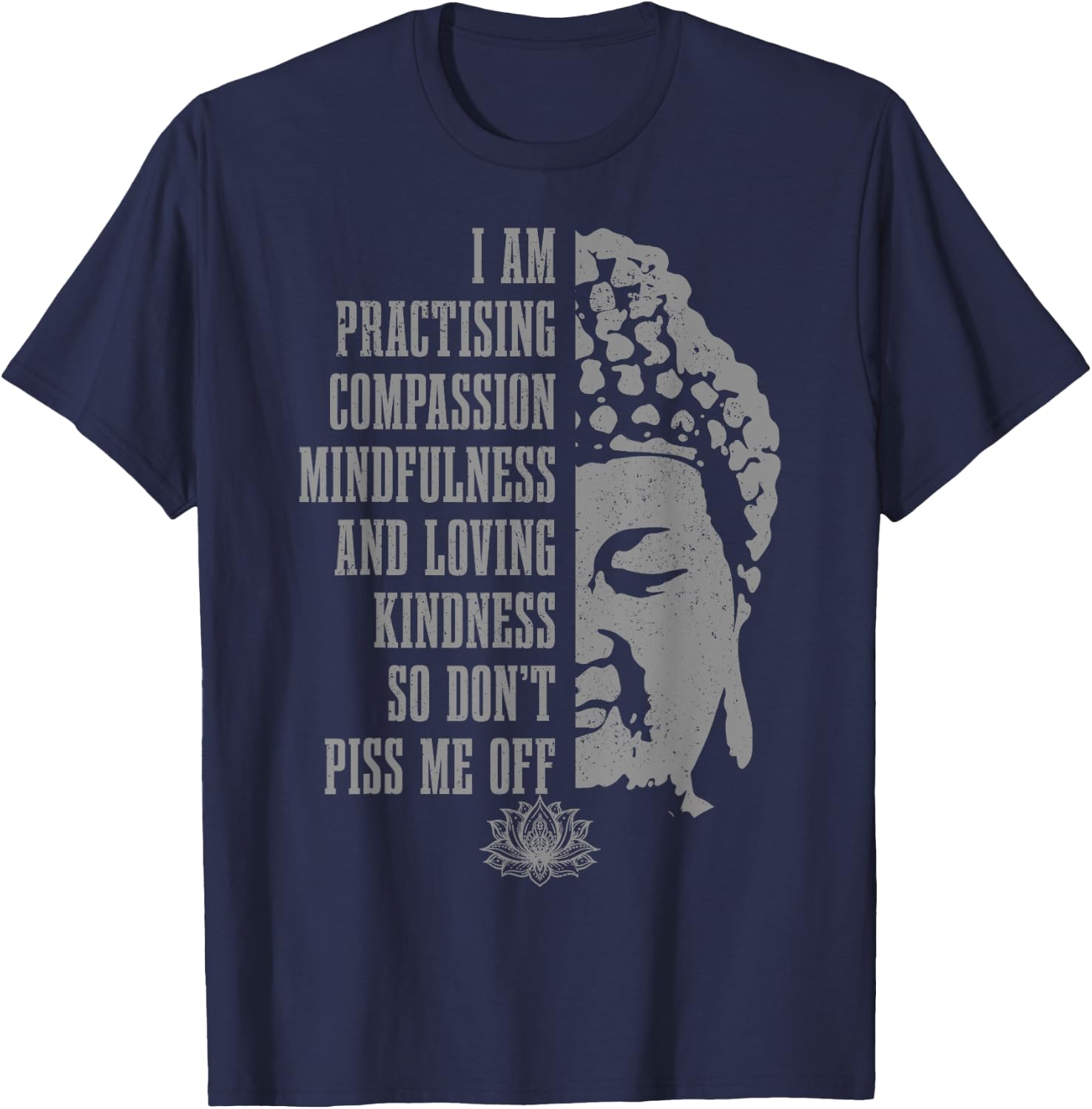 Buddhism Yoga Buddha Meditation Funny Vintage Yogi T-Shirt - T-Shirt | Navy