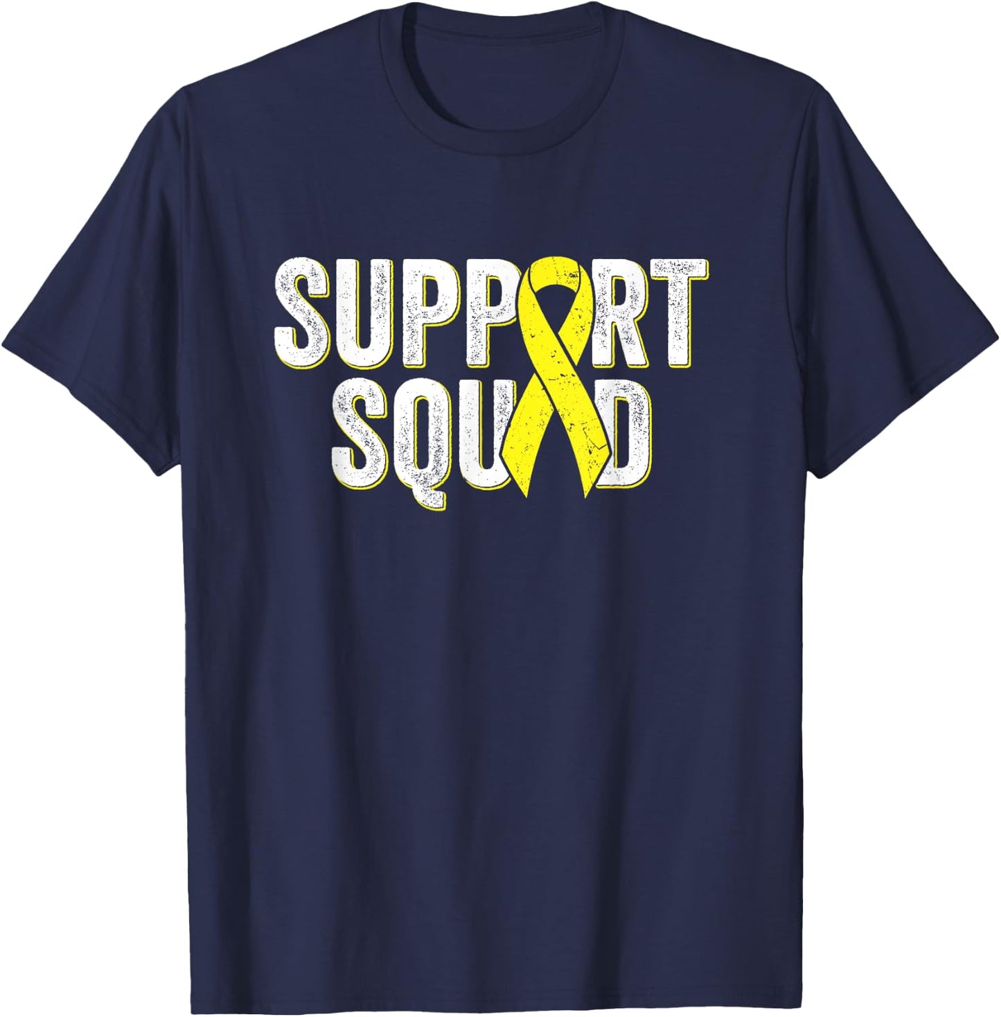 Ewing's Sarcoma Support Squad - Yellow Awareness Ribbon T-Shirt - T-Shirt | Navy
