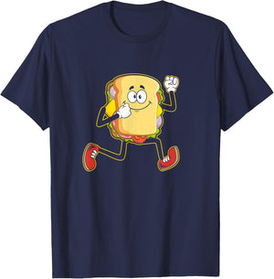 Sandwich Day making Cardio, Foodie Fast Food Running T-Shirt - T-Shirt | Navy